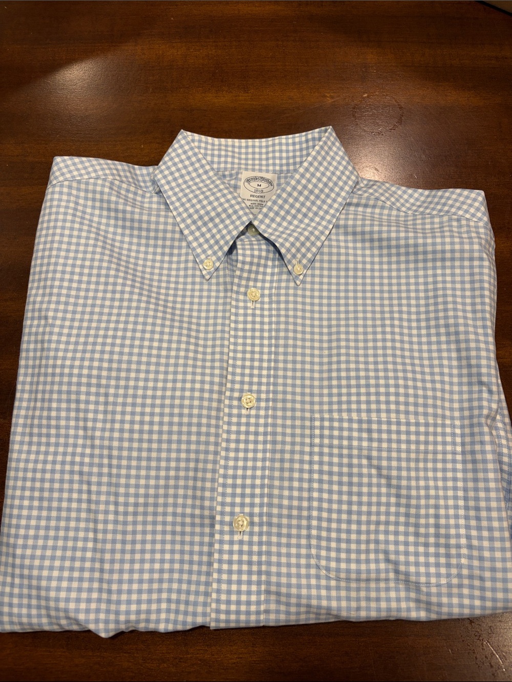 Brooks Brothers Men's Light Blue Gingham Button-Down Shirt